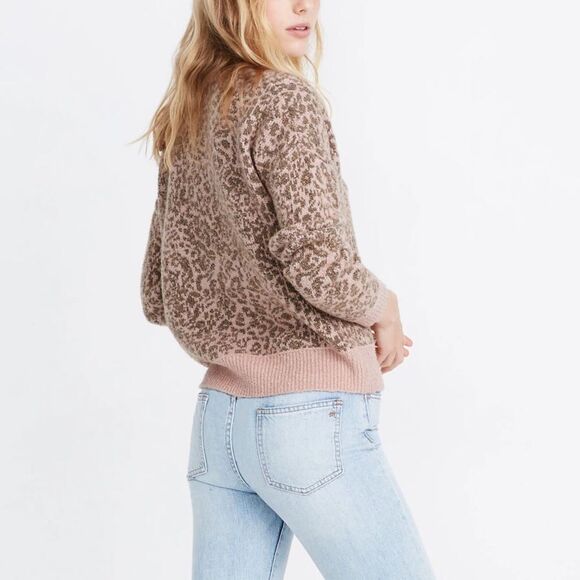 MADEWELL Wool Blend Leopard Print Crewneck Sweater Size Small - Picture 6 of 6
